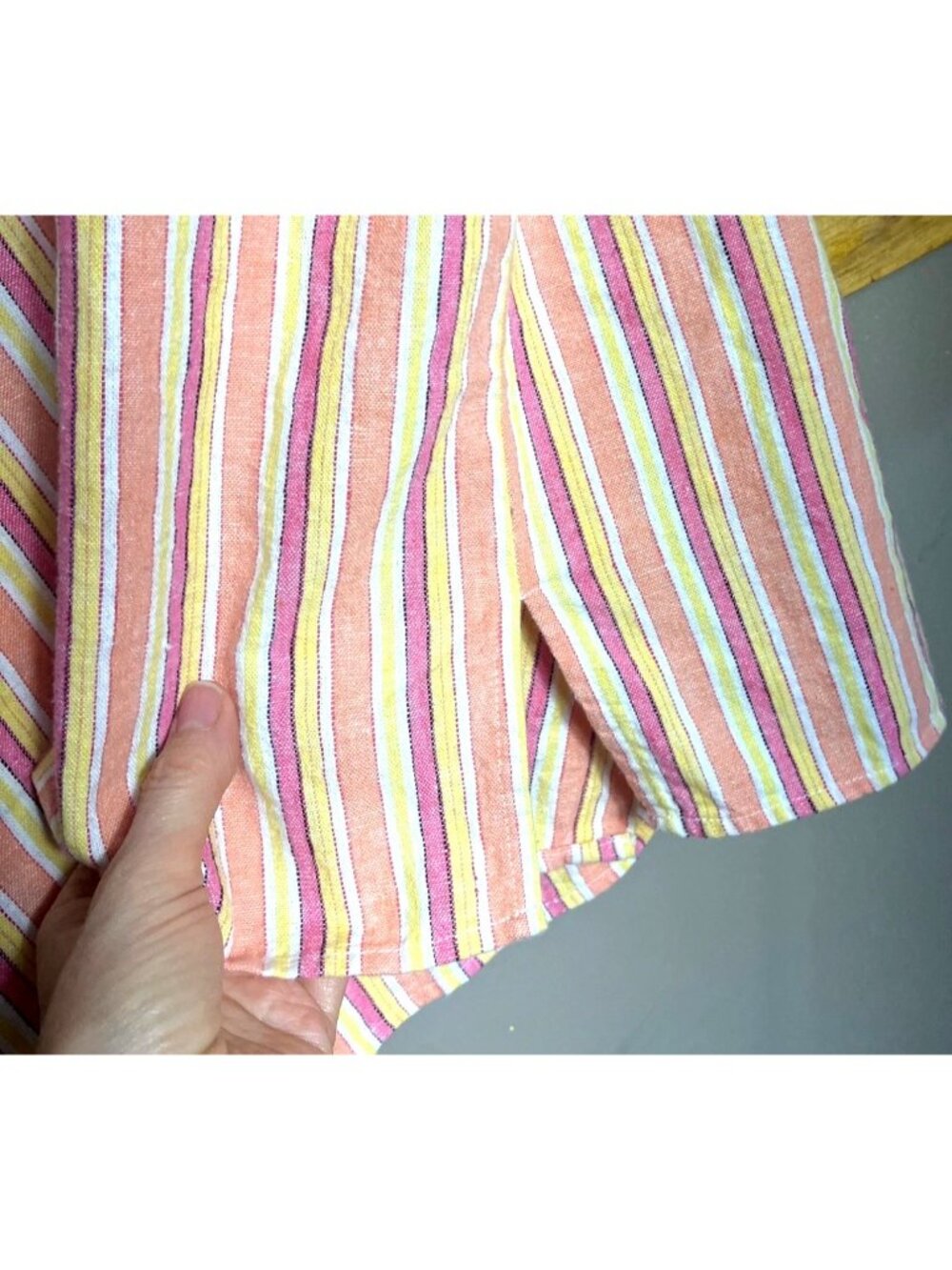 Kim Rogers Heavy Linen Shirt Button Stripe Tunic Capsule Coastal Summer Women 1X - Picture 7 of 11